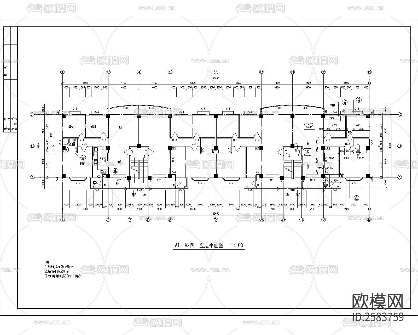 底商高住宅建筑cad施工图下载（渲染图1）