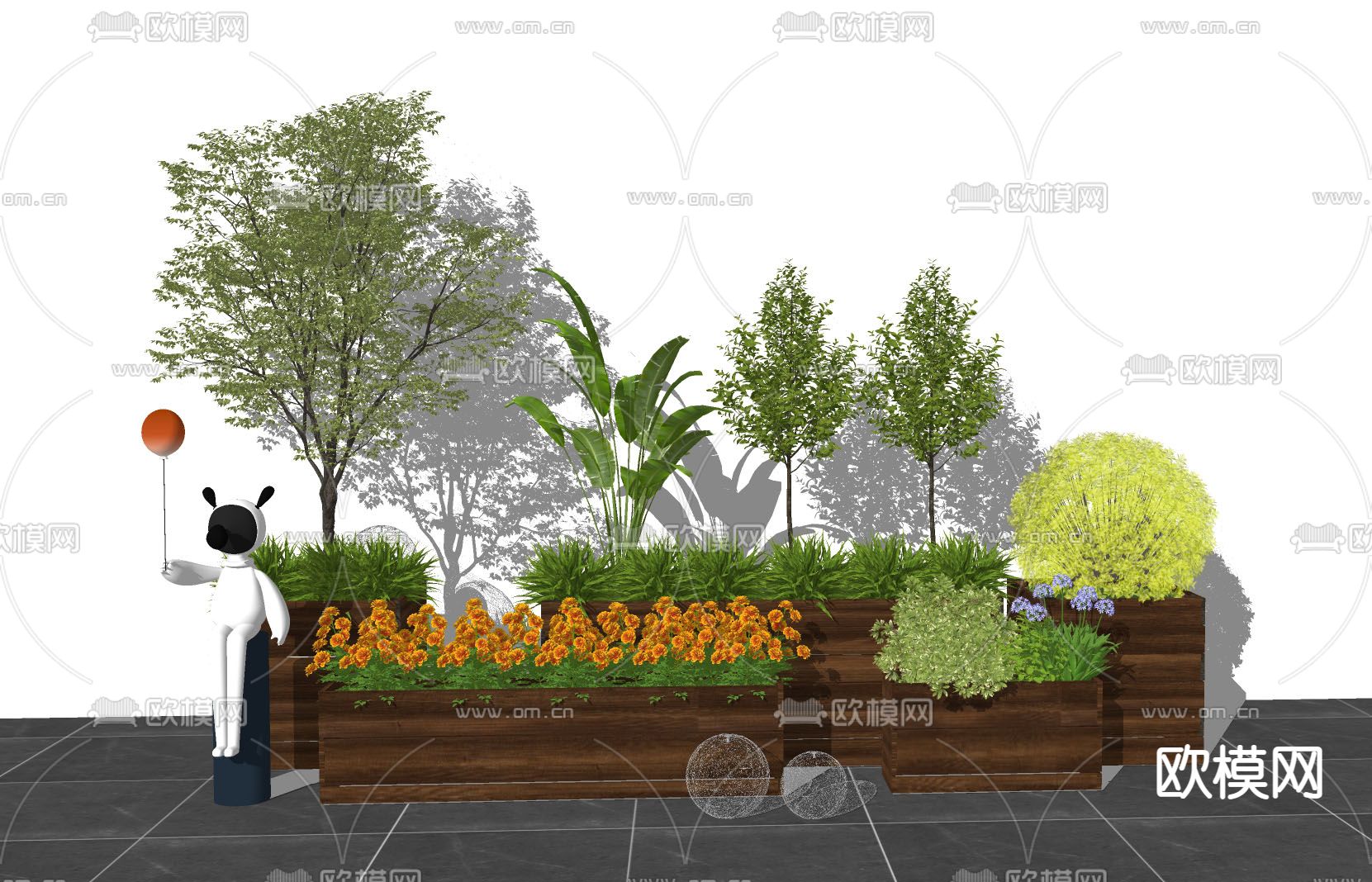 植物绿植花箱su模型下载（渲染图1）