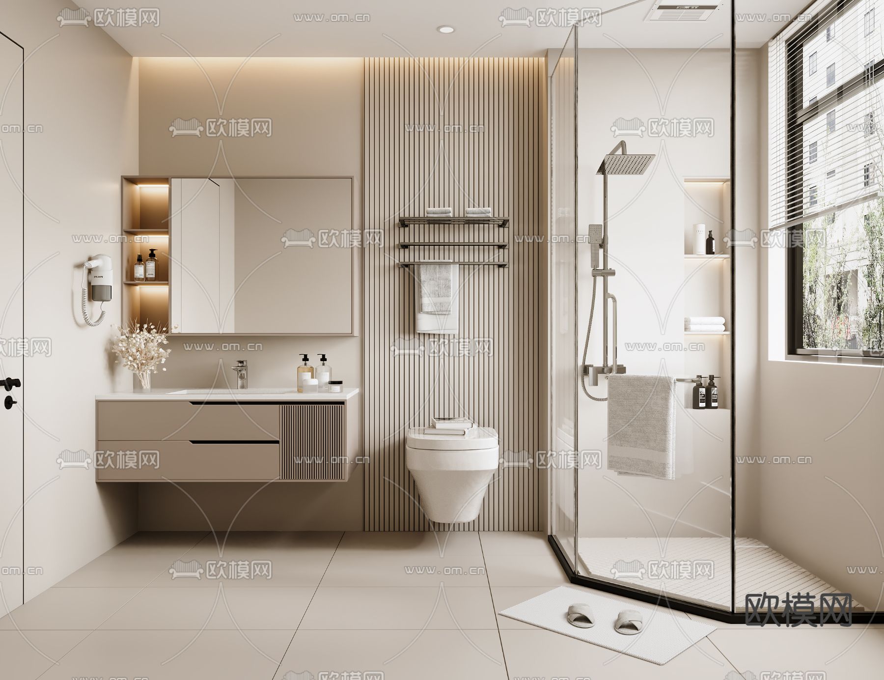 现代卫生间 浴室 洗手间3d模型下载
