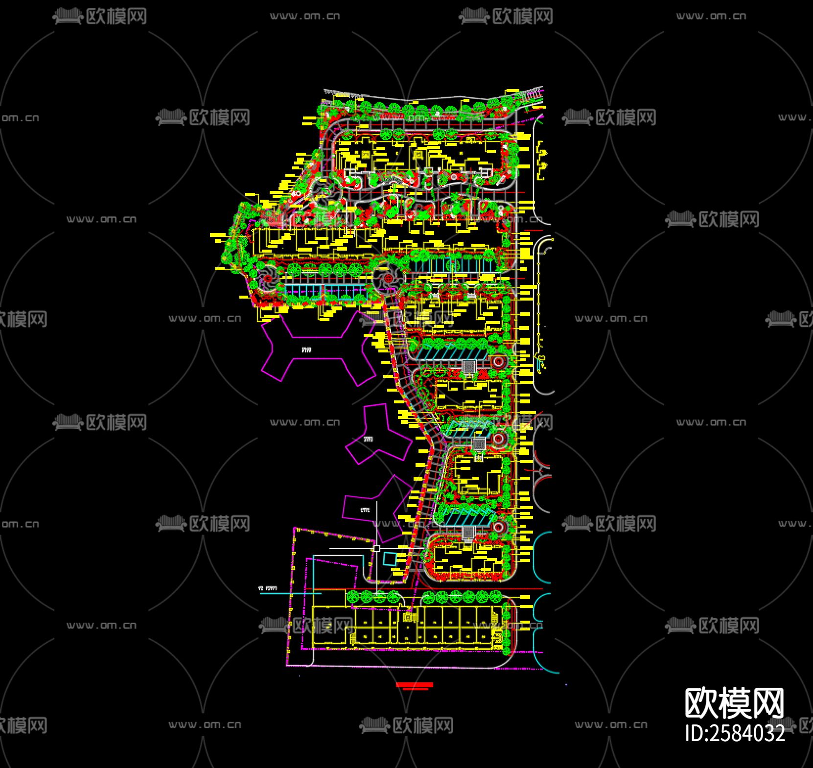小区种植设计方案cad施工图-免费3dmax模型库-欧模网
