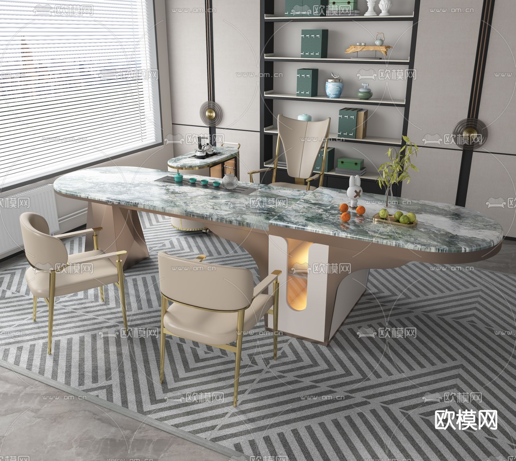 轻奢茶桌 茶台3d模型下载