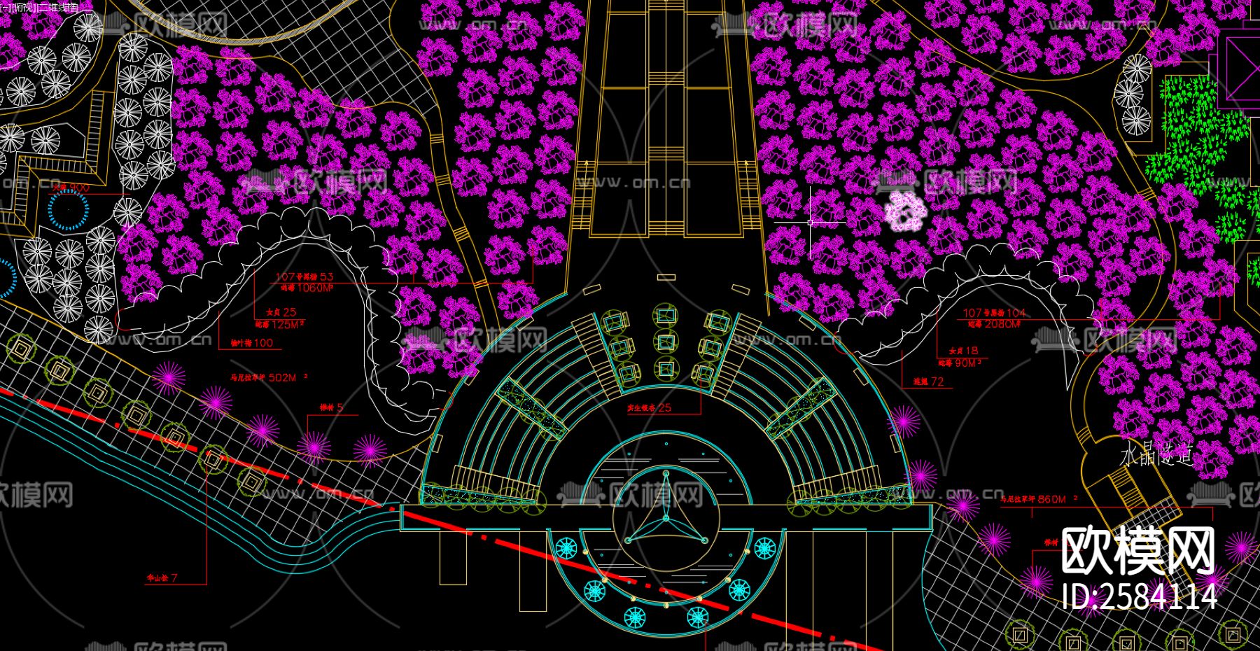 公园种植设计方案cad施工图下载（渲染图5）