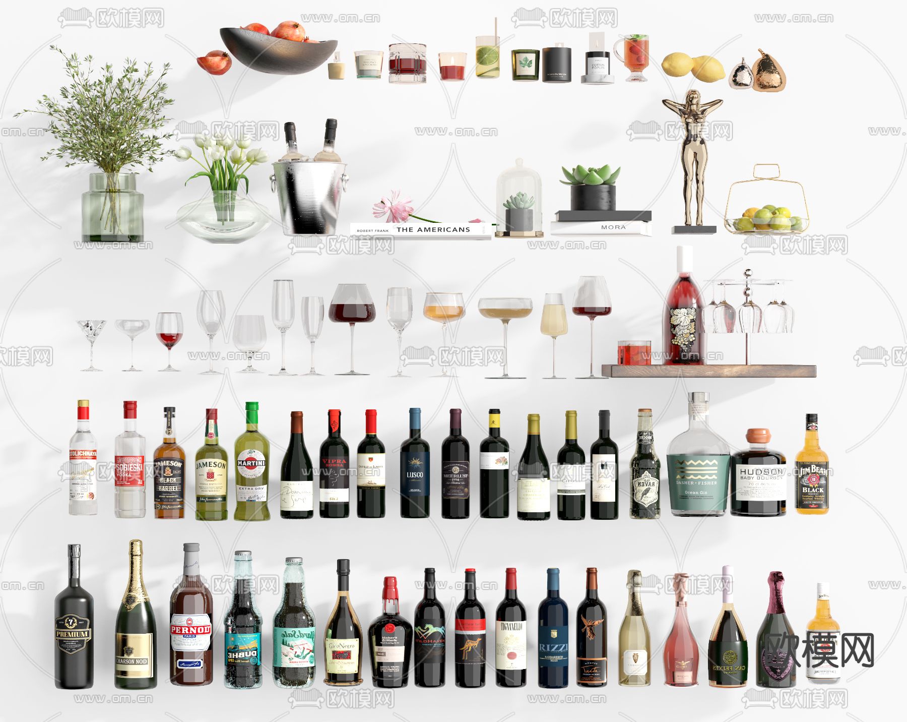 酒瓶 酒具 酒杯su模型下载（渲染图1）