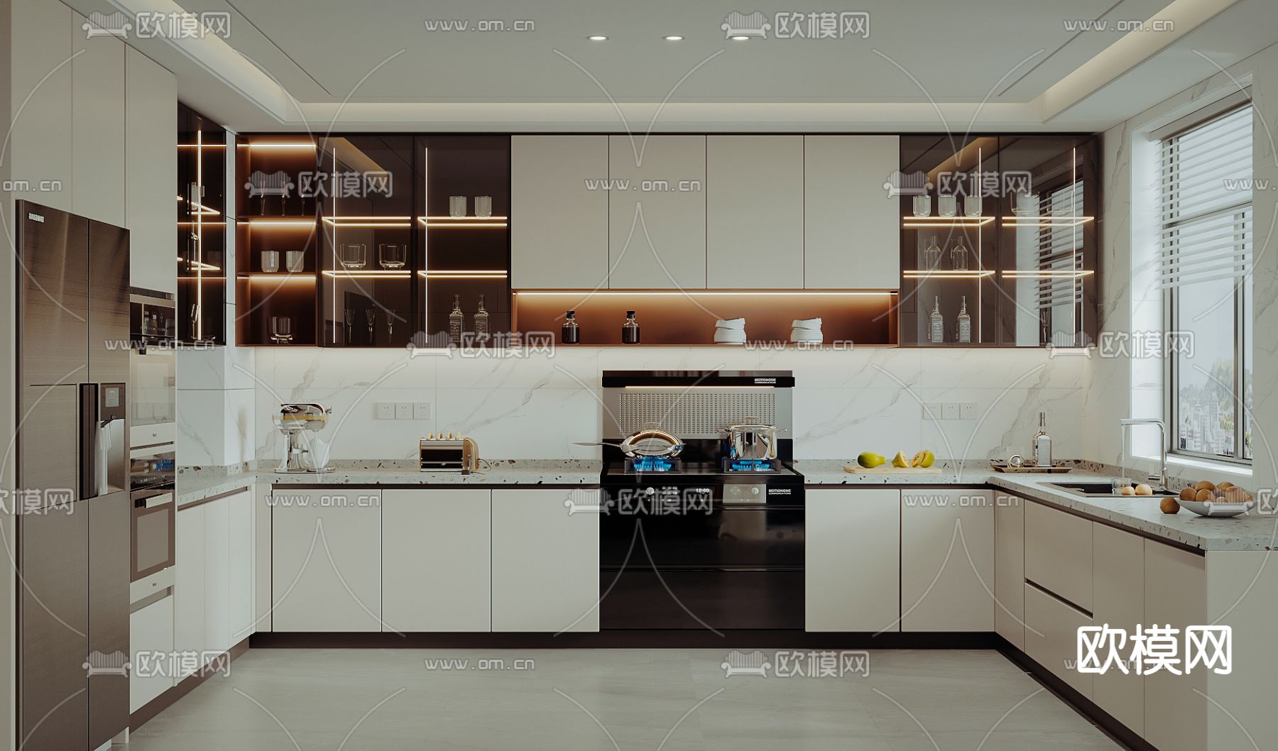 现代厨房 橱柜3d模型下载