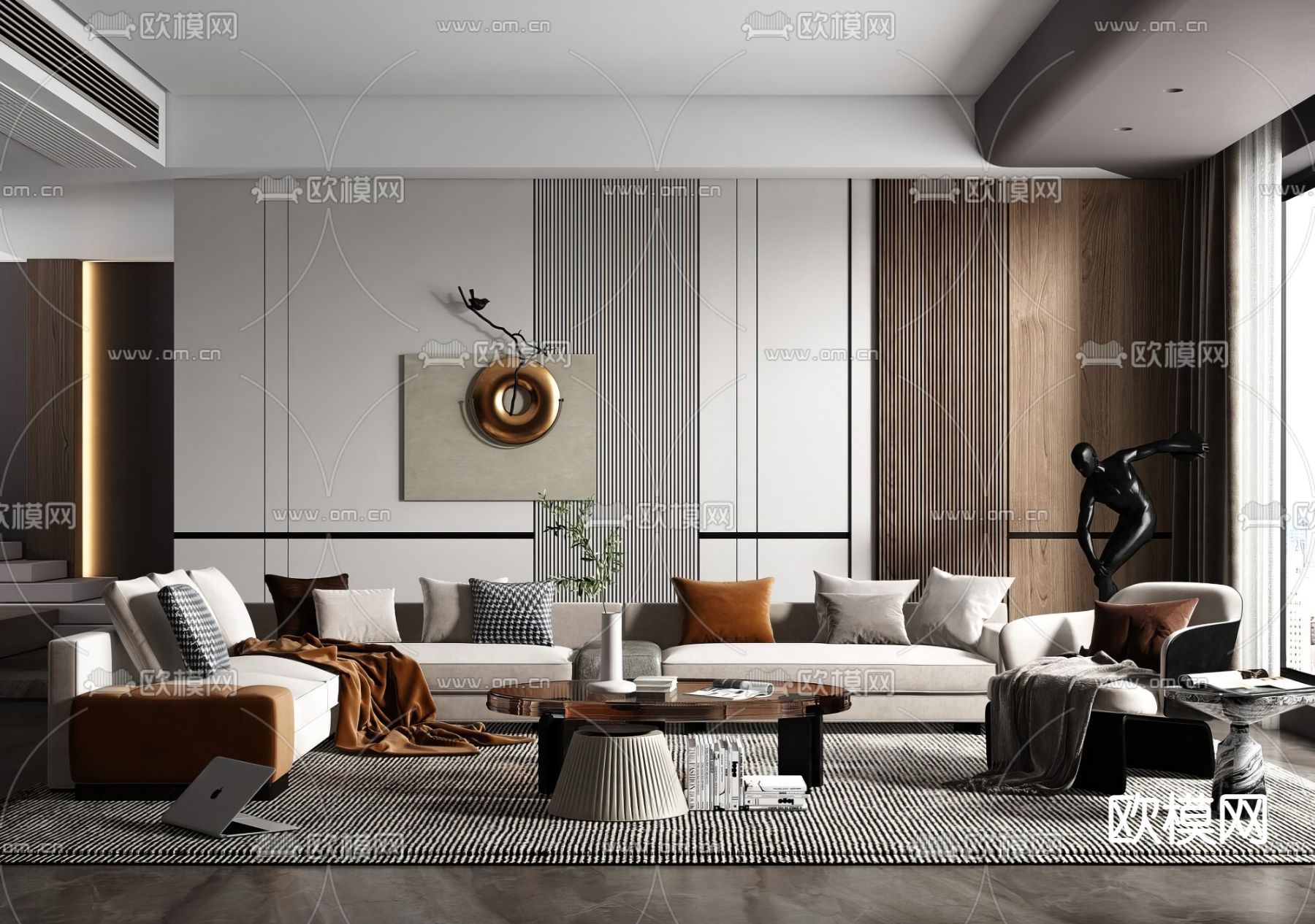 现代客厅3d模型下载