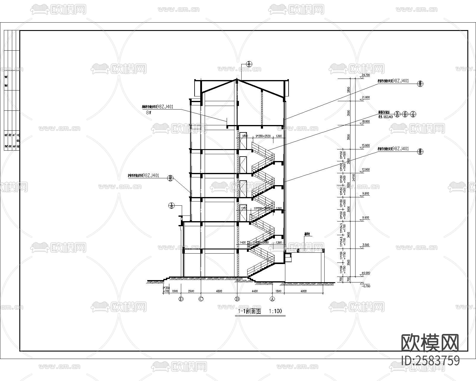 底商高住宅建筑cad施工图下载（渲染图4）