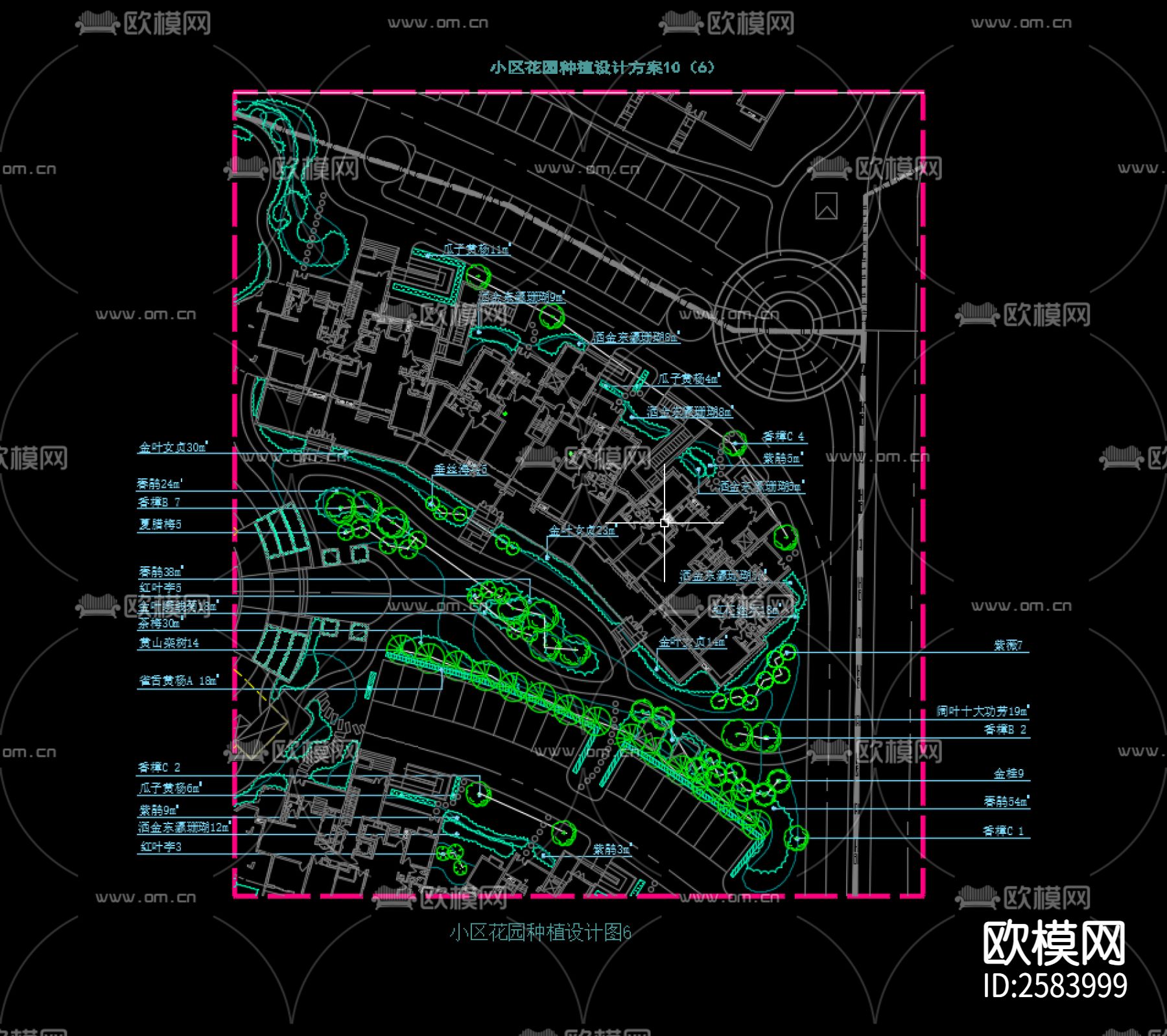 小区种植设计方案cad施工图下载（渲染图6）