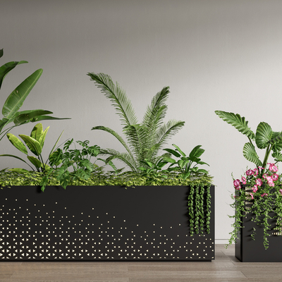  绿植花箱su模型 