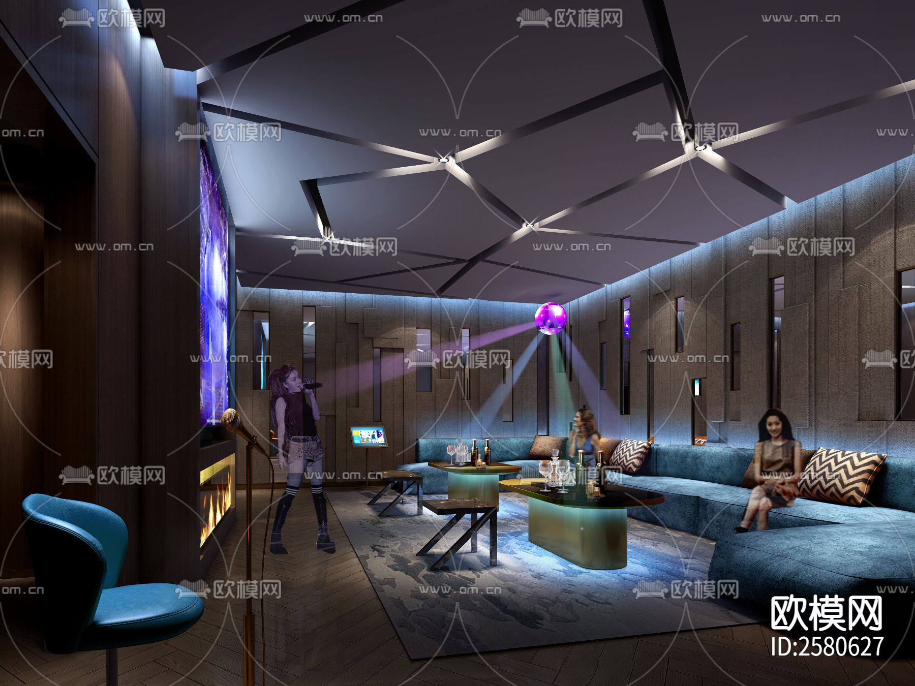 KTV会所cad施工图下载（渲染图5）