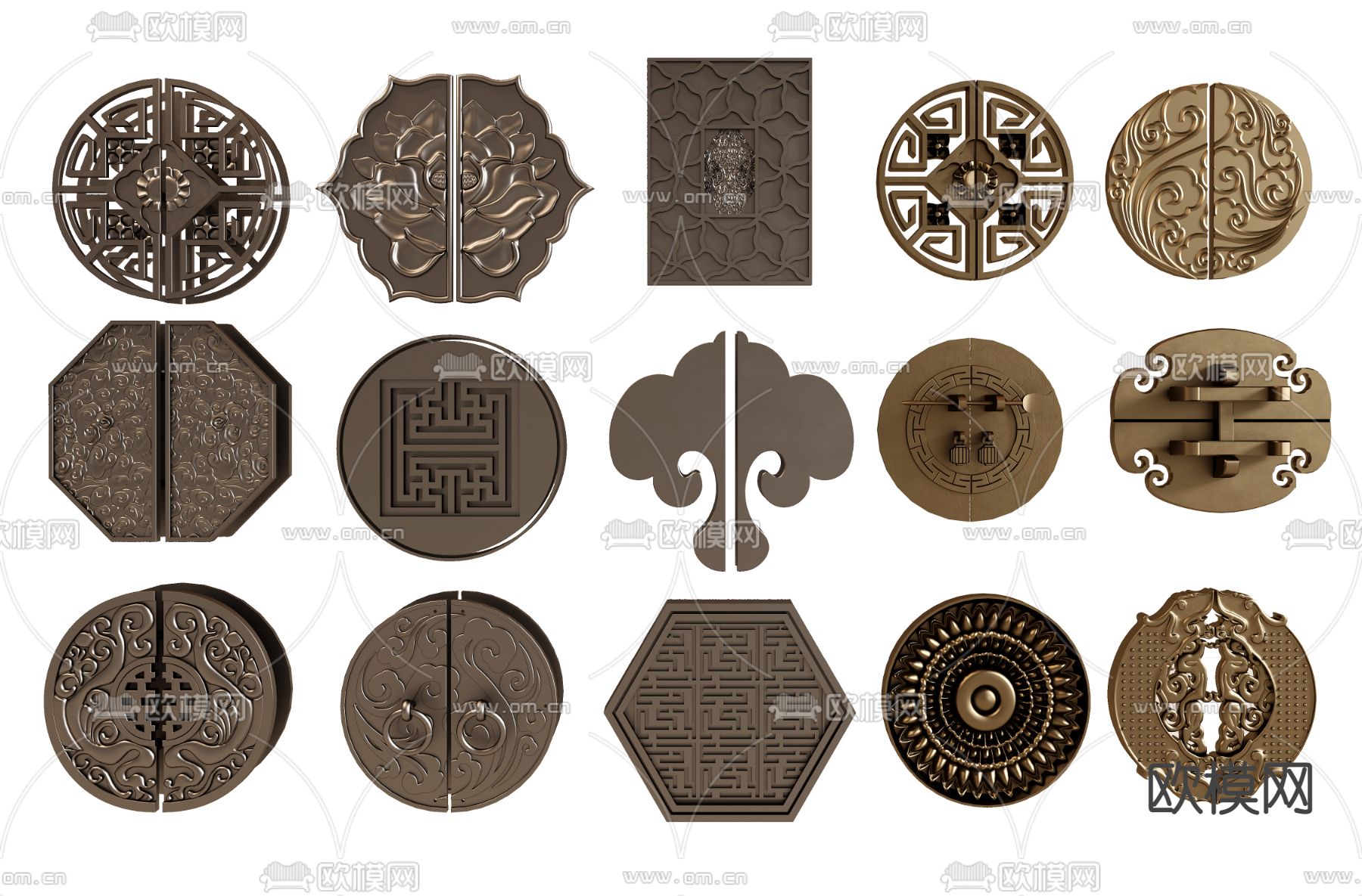 新中式门把手 拉手3d模型下载