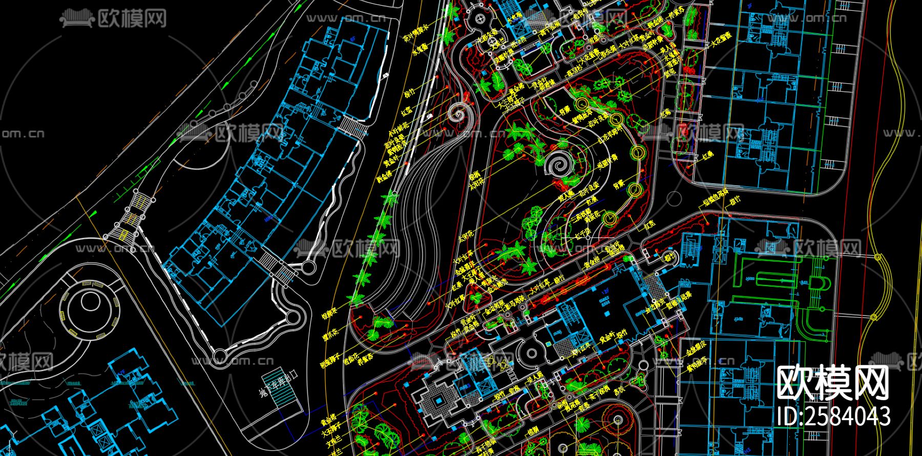 小区种植设计方案cad施工图下载（渲染图6）