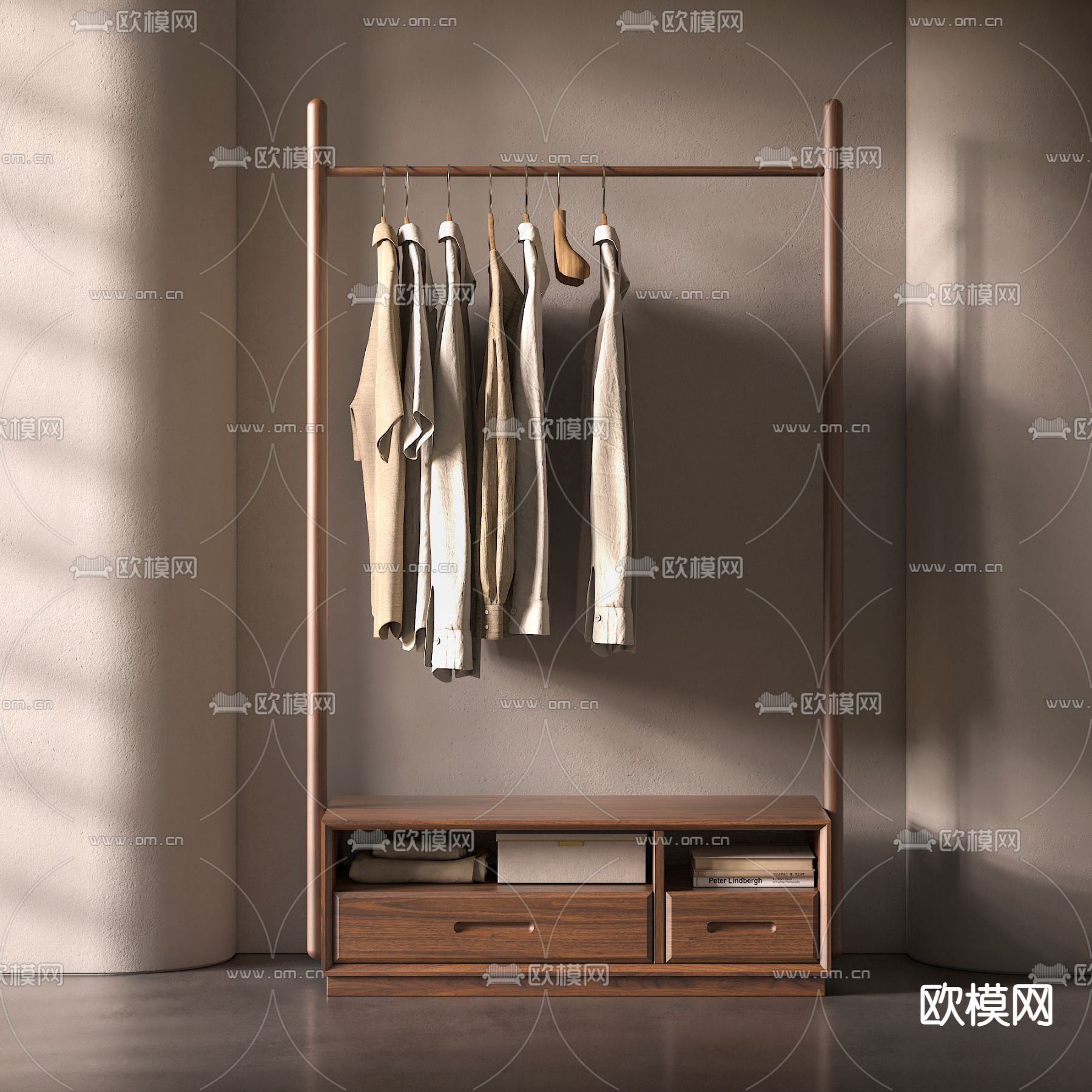 侘寂衣帽架 挂衣架3d模型下载