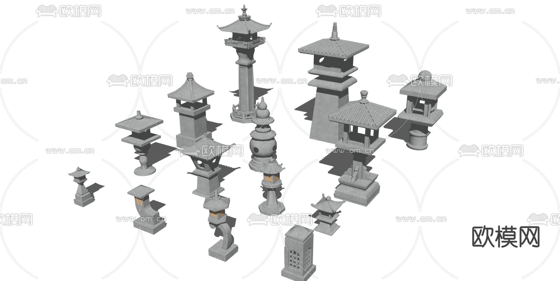 中式户外灯  庭院灯su模型下载（渲染图3）