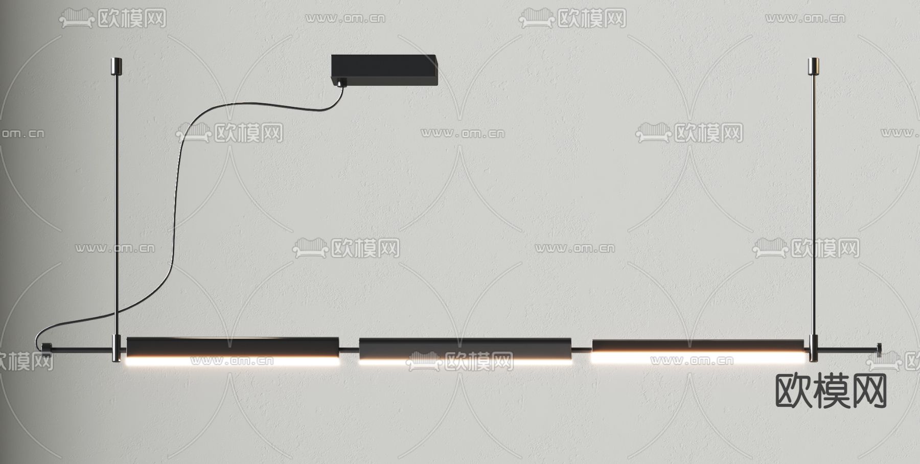 办公吊灯 长条灯3d模型下载