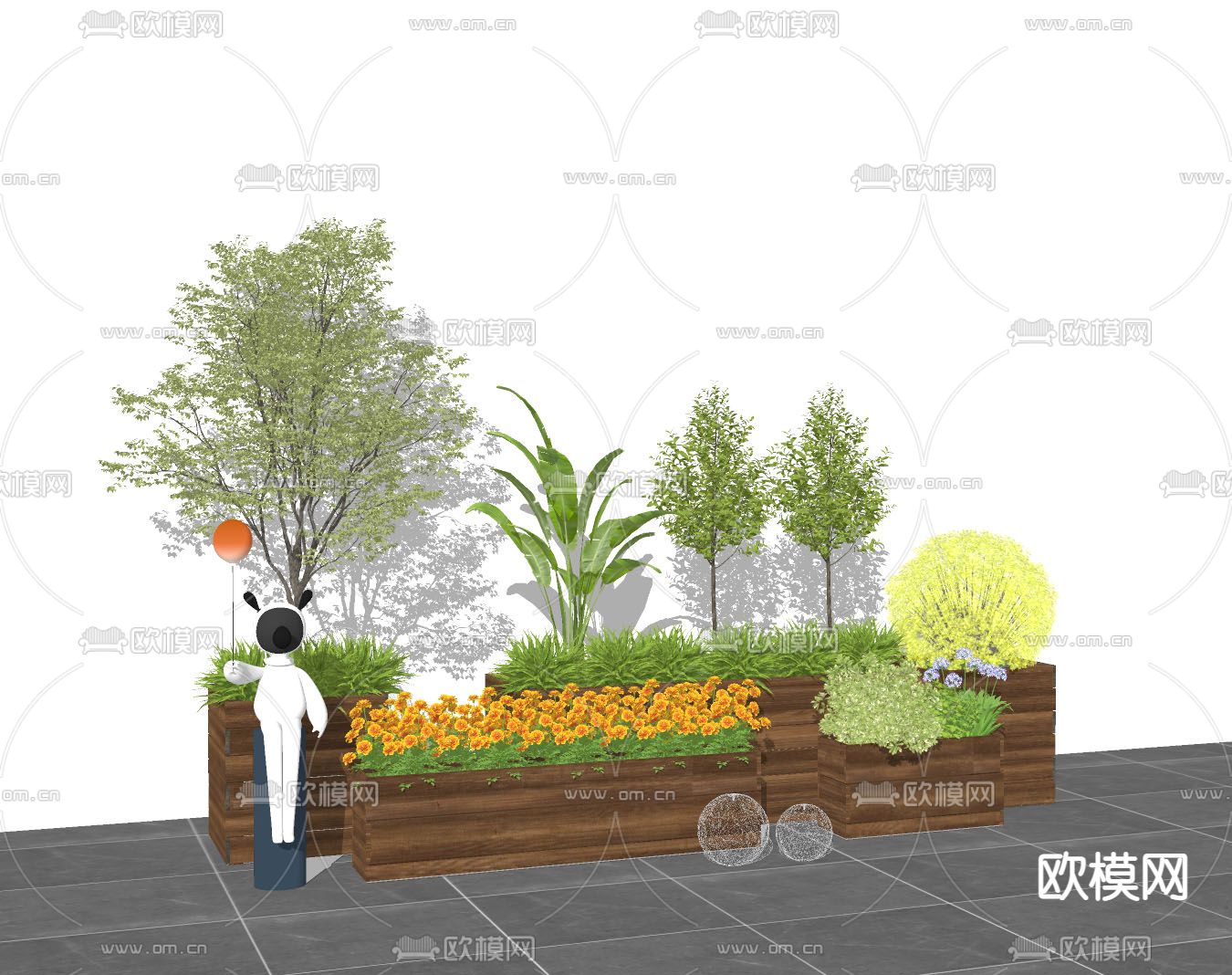植物绿植花箱su模型下载（渲染图2）