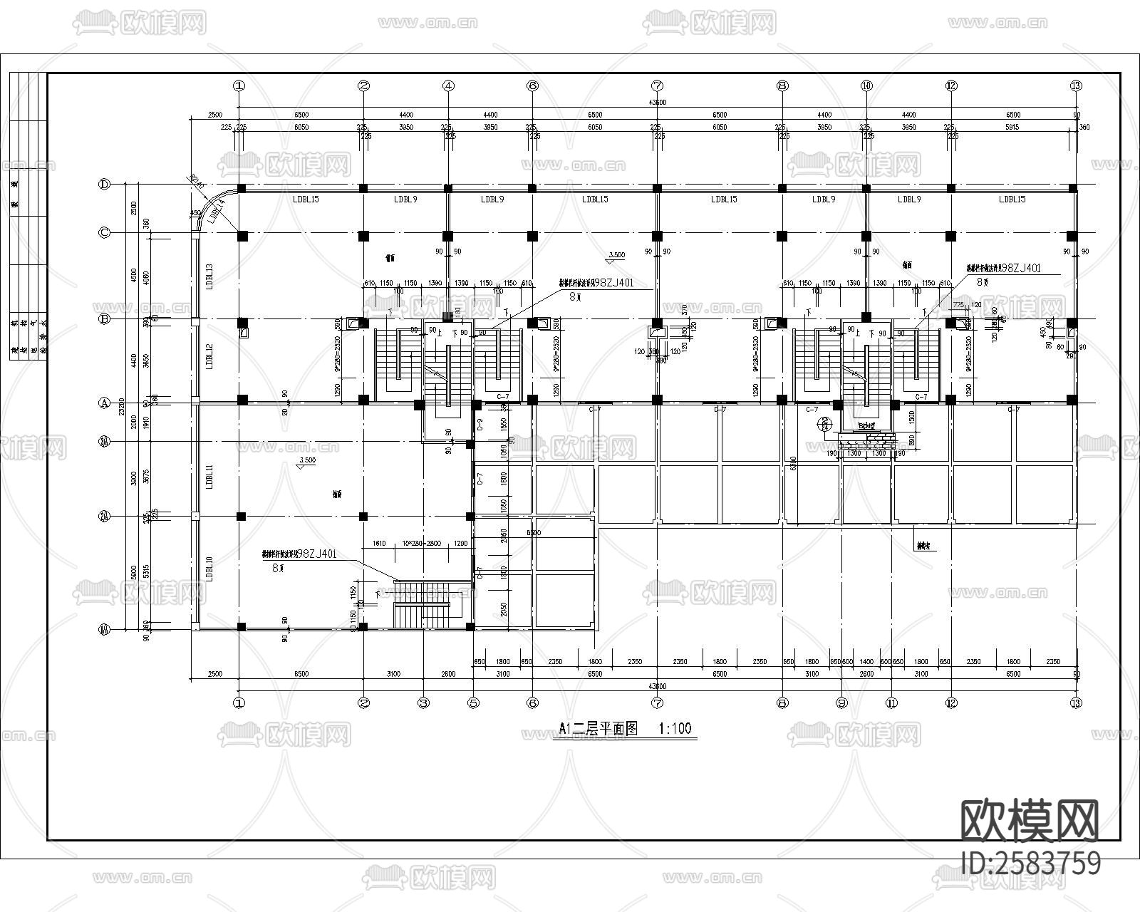 底商高住宅建筑cad施工图下载（渲染图3）