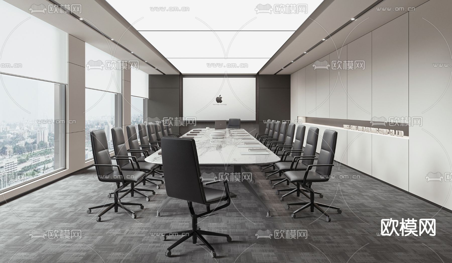 现代会议室 会议厅3d模型下载_ID14034761_3dmax免费模型-欧模网