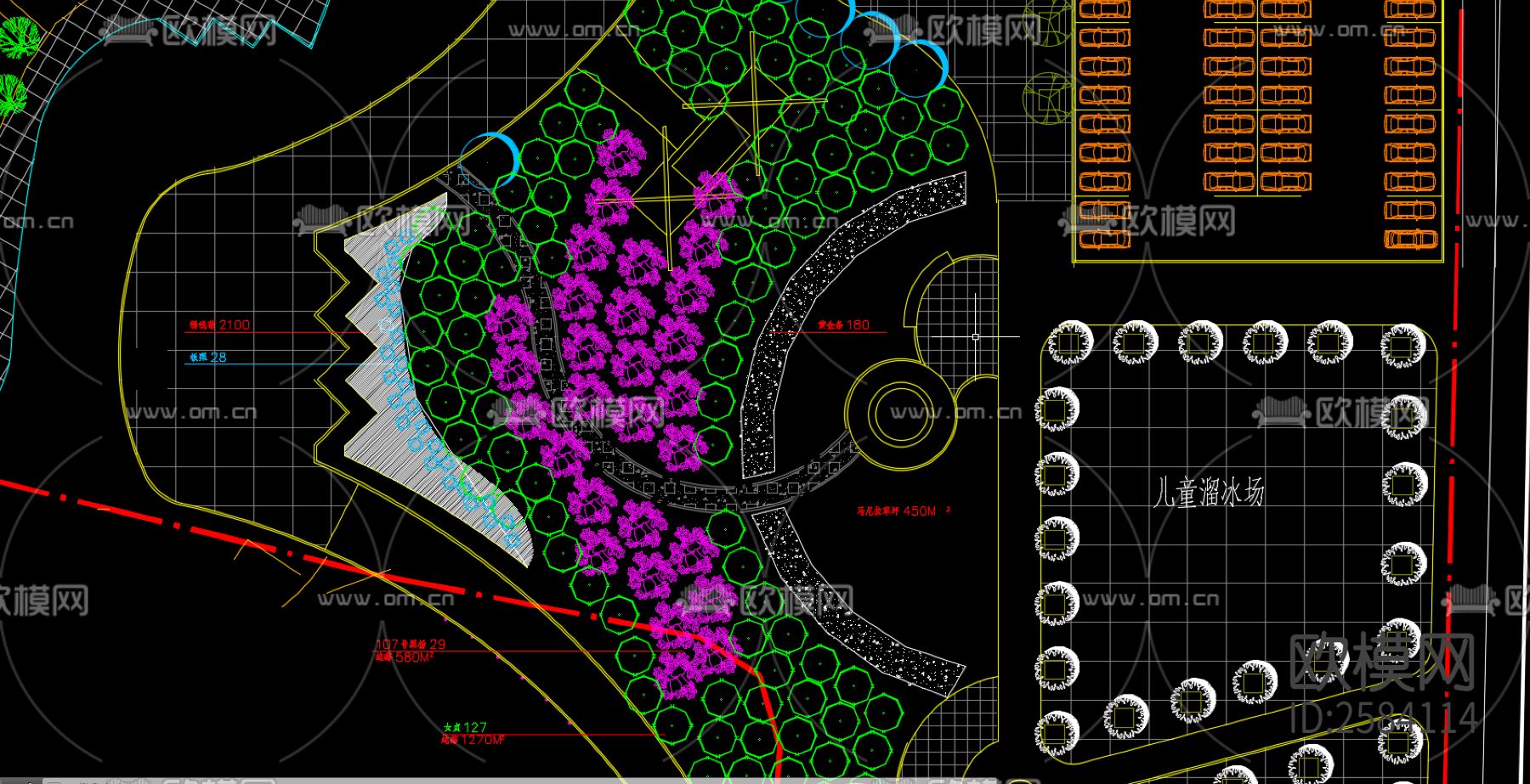 公园种植设计方案cad施工图下载（渲染图6）