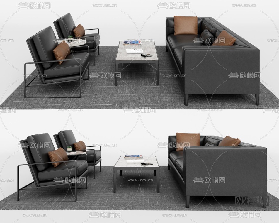 办公沙发 组合沙发3d模型下载_ID14035294_3dmax免费模型-欧模网
