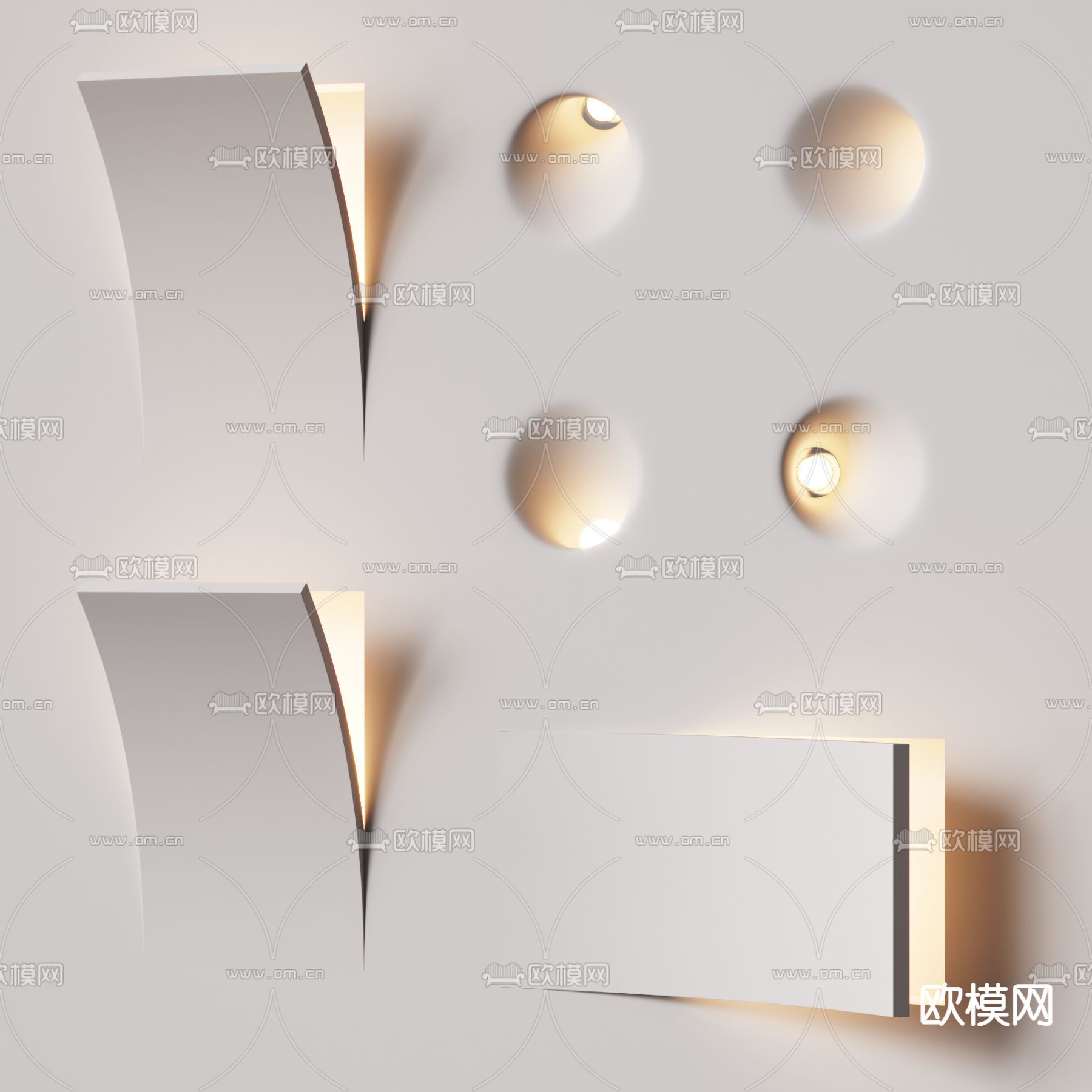 石膏壁灯 嵌入式壁灯3d模型下载