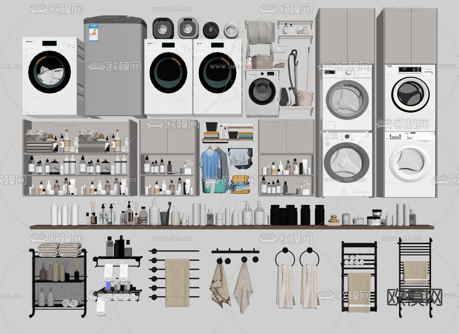 洗衣机 烘干机 吸尘器su模型下载（渲染图2）