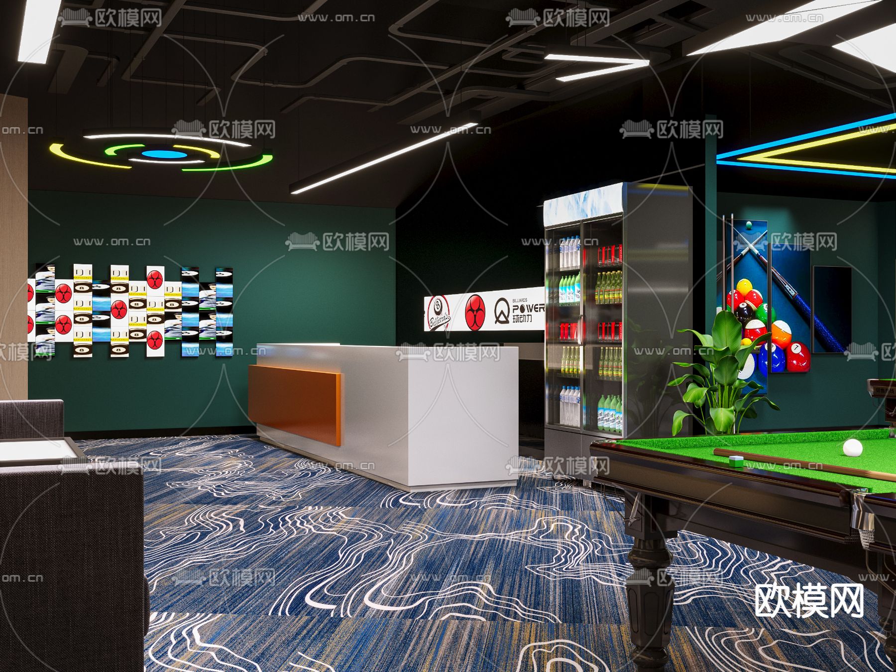 台球俱乐部 桌球馆3d模型下载（渲染图3）