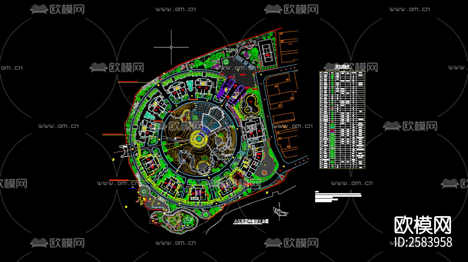 小区种植设计方案cad施工图下载（渲染图1）