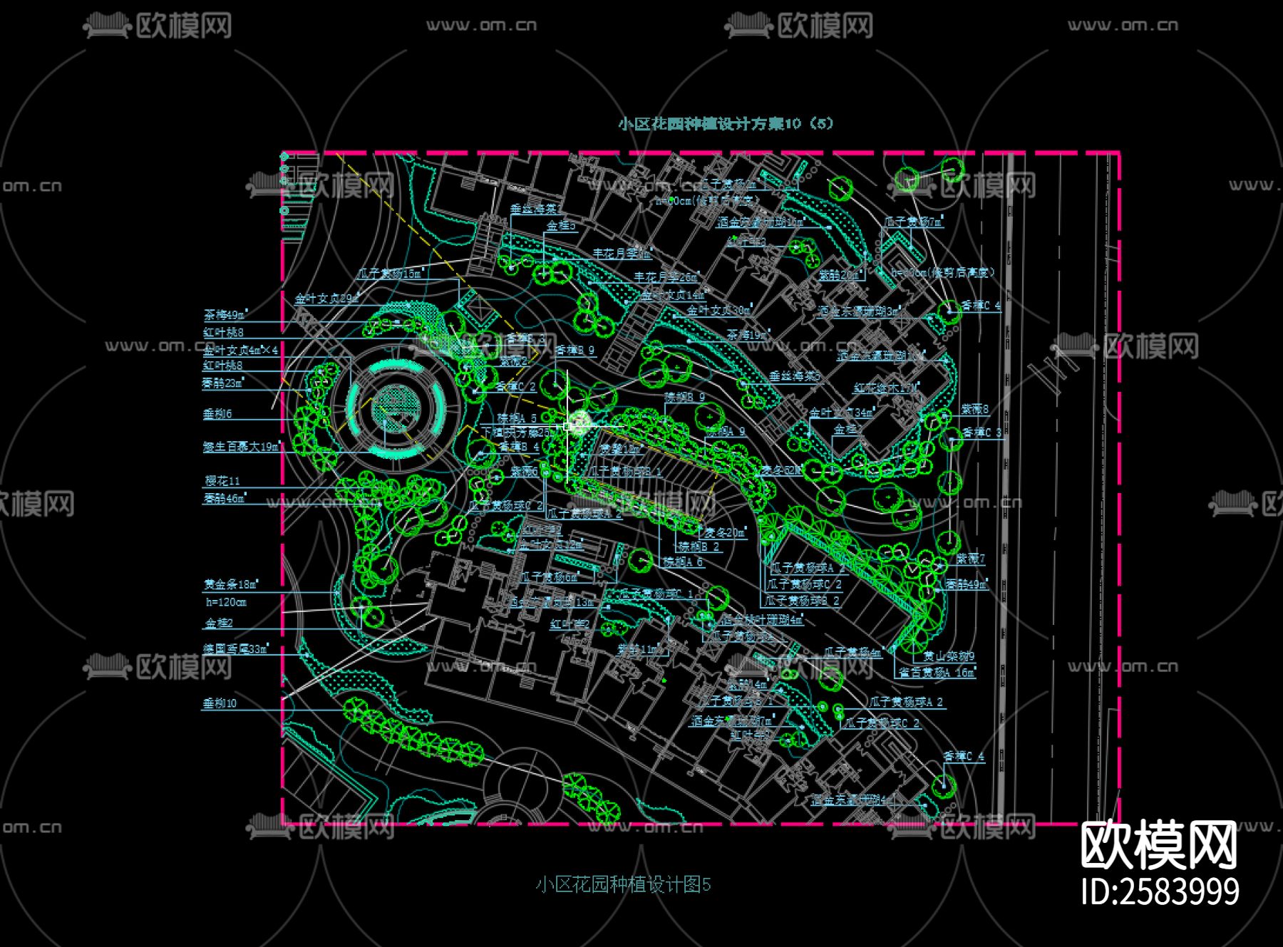 小区种植设计方案cad施工图下载（渲染图5）