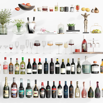  酒瓶 酒具 酒杯su模型 