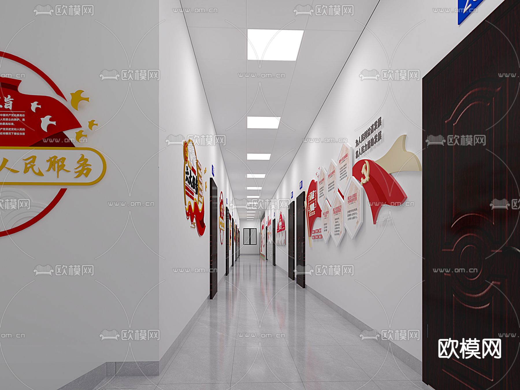 公司前台 接待处免费3d模型下载（渲染图4）