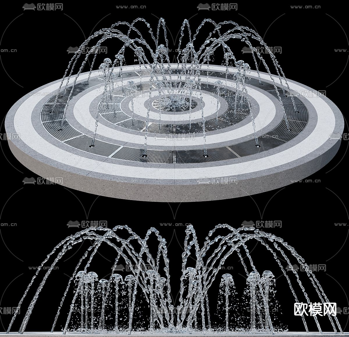 喷泉 旱喷 水景3d模型下载_ID14034448_3dmax免费模型-欧模网