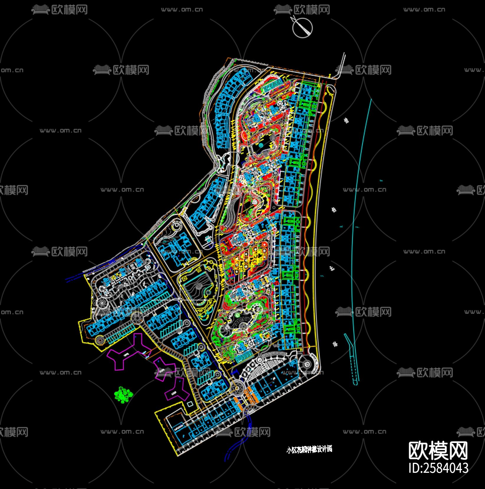 小区种植设计方案cad施工图下载（渲染图1）