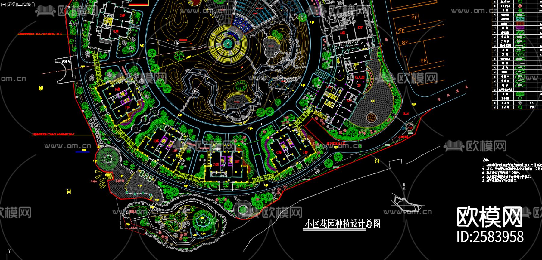 小区种植设计方案cad施工图下载（渲染图6）