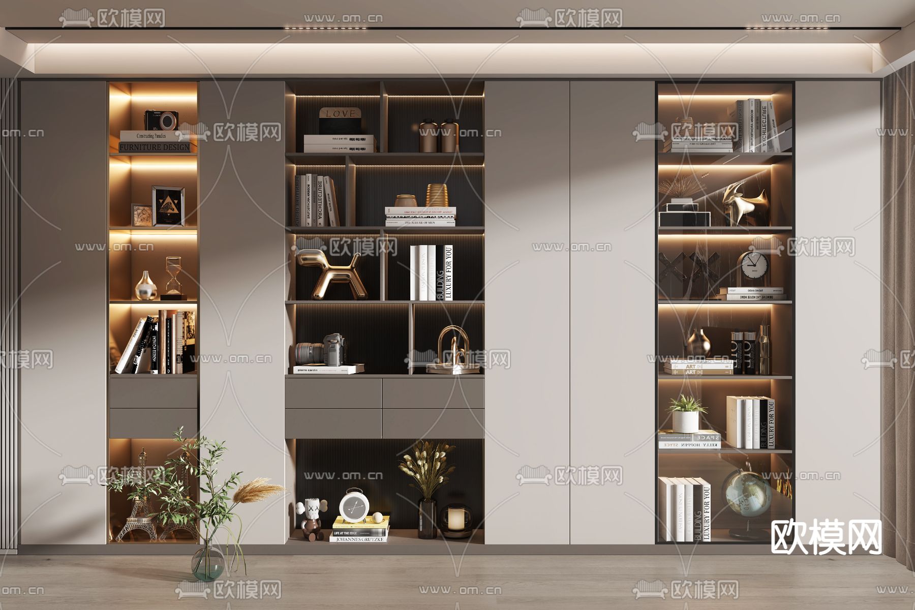 书柜 装饰柜 置物柜3d模型下载