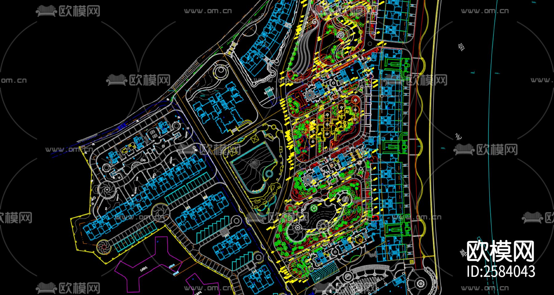 小区种植设计方案cad施工图下载（渲染图3）