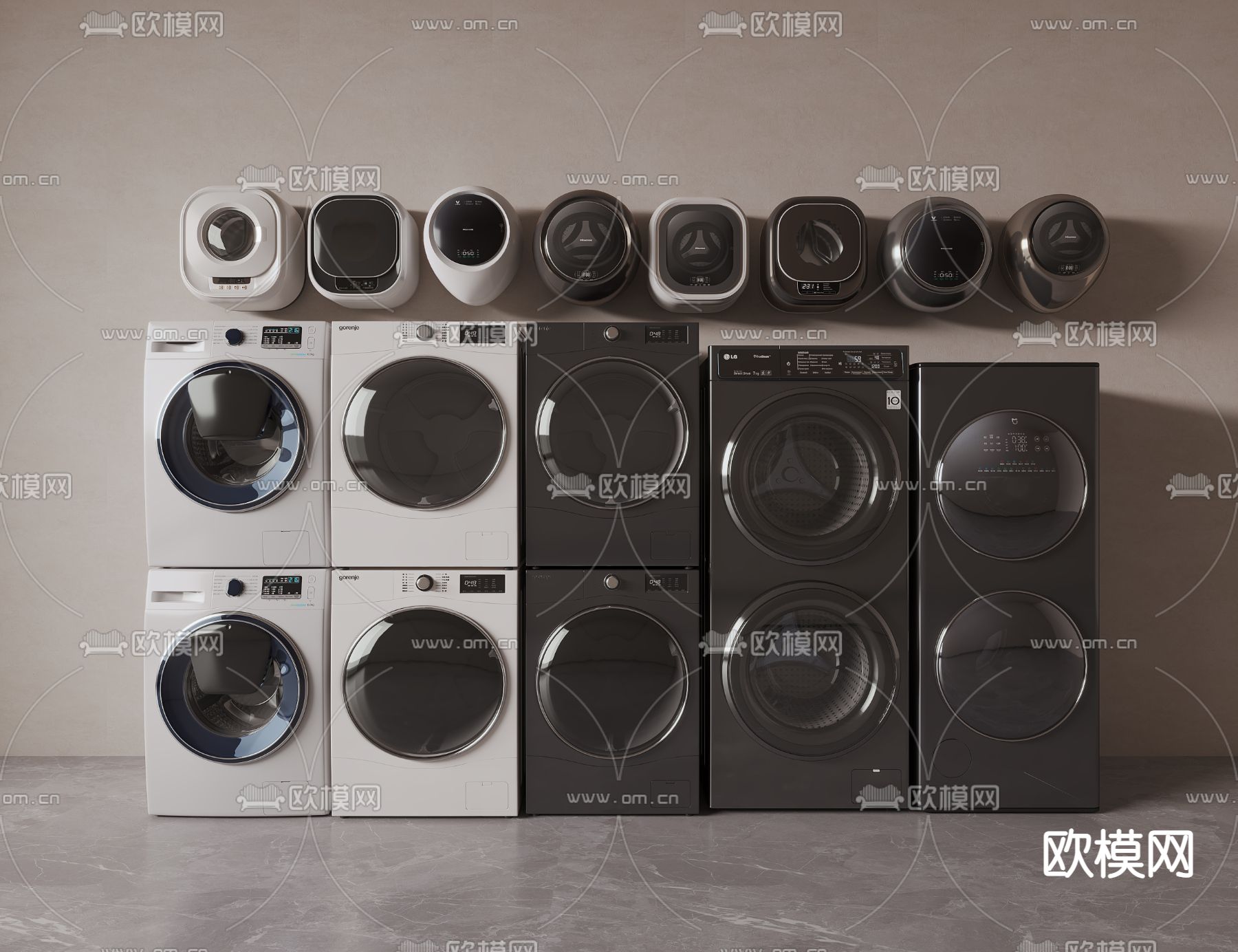 洗衣机 烘干机 洗烘3d模型下载