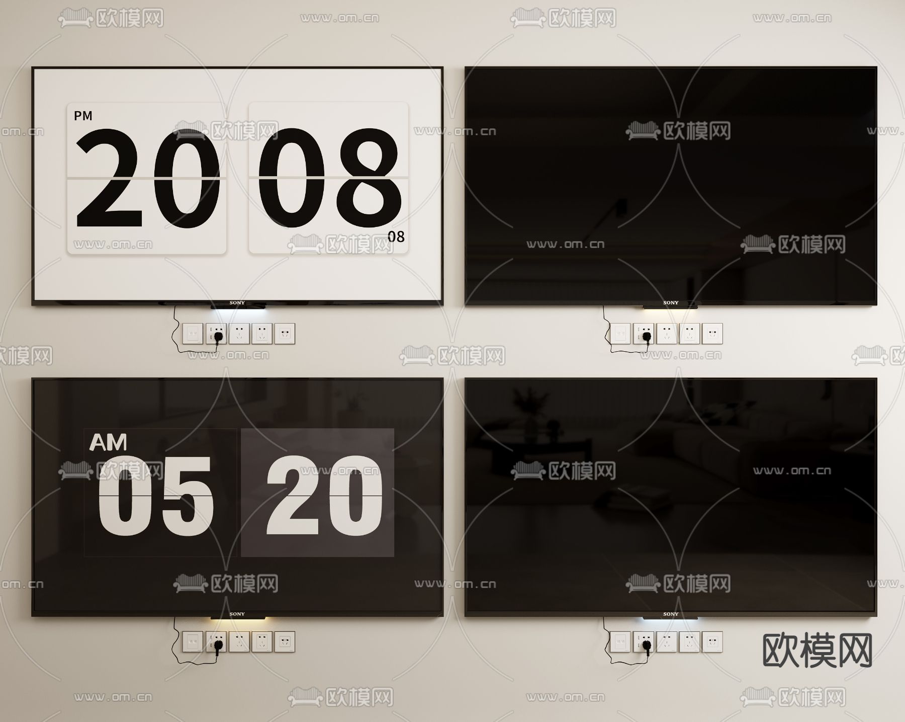 壁挂电视 电视机3d模型下载