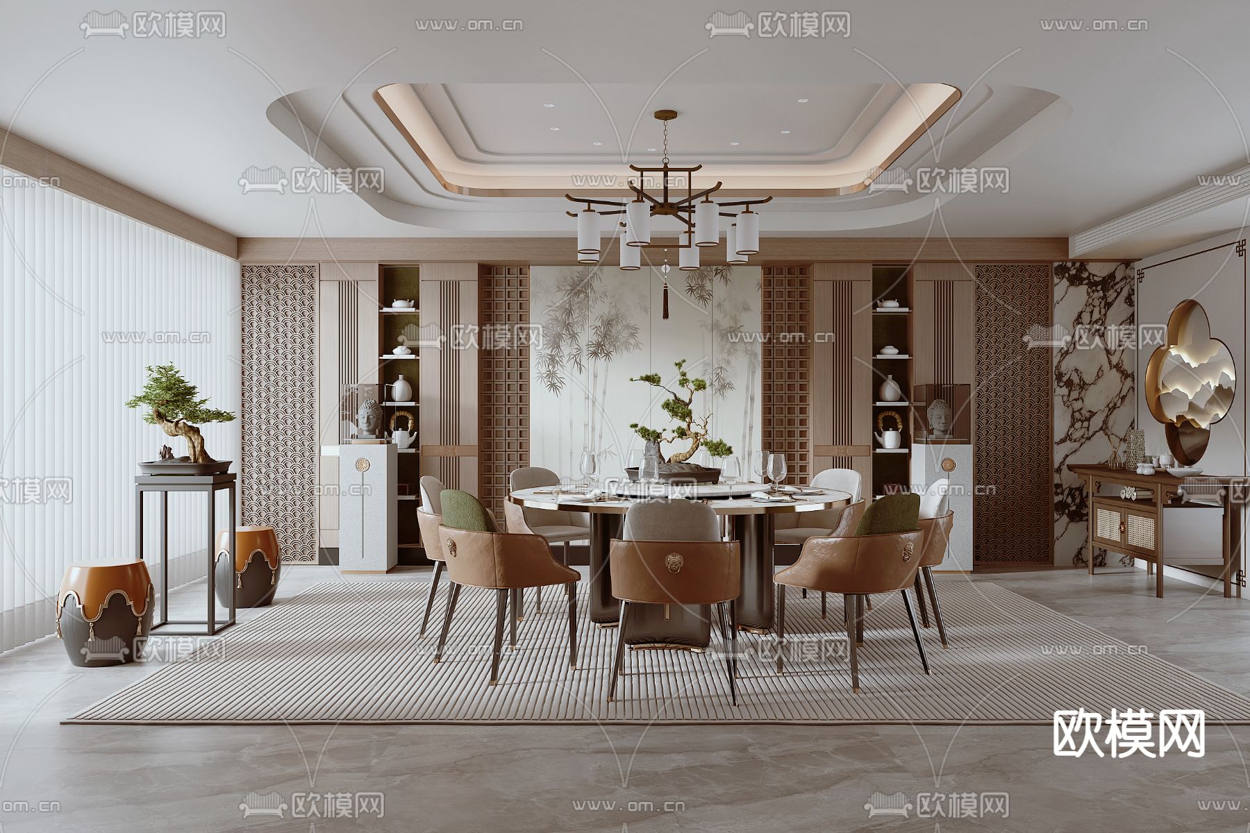 中餐厅包间 包房 包厢3d模型下载