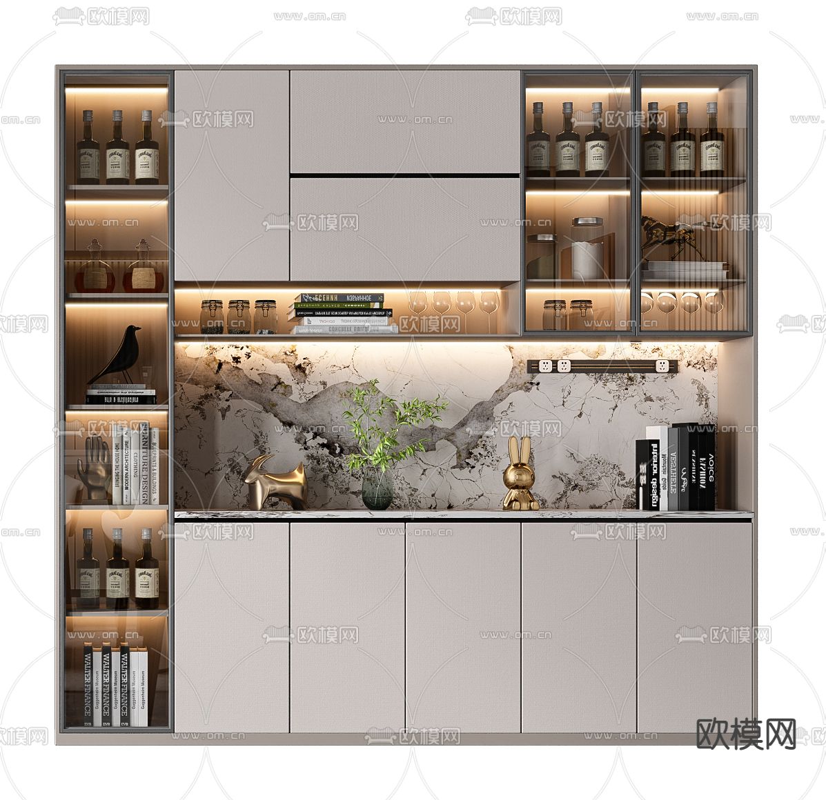 现代酒柜3d模型下载（渲染图3）
