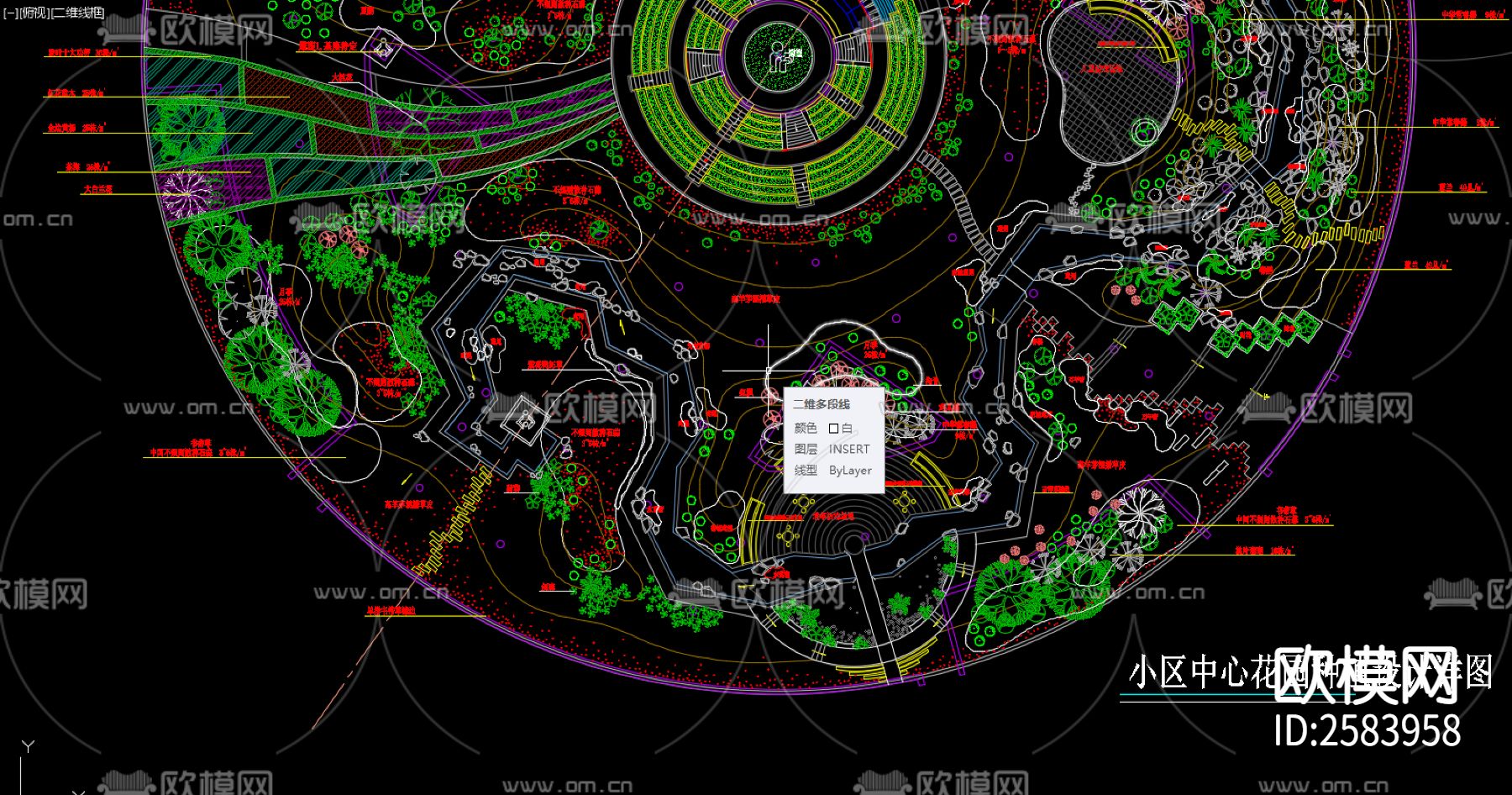 小区种植设计方案cad施工图下载（渲染图3）
