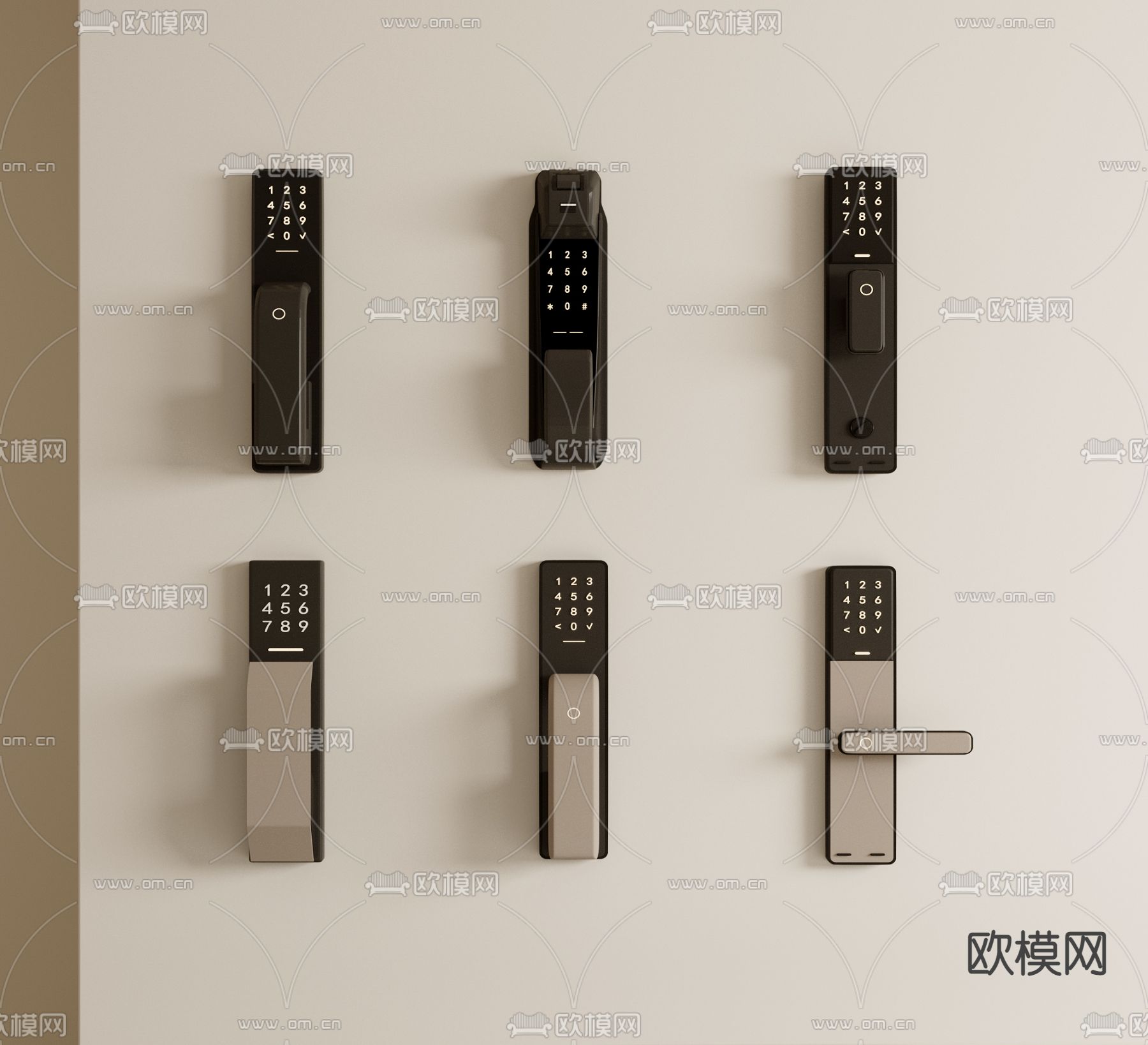 门锁 指纹锁 智能锁 密码锁3d模型下载