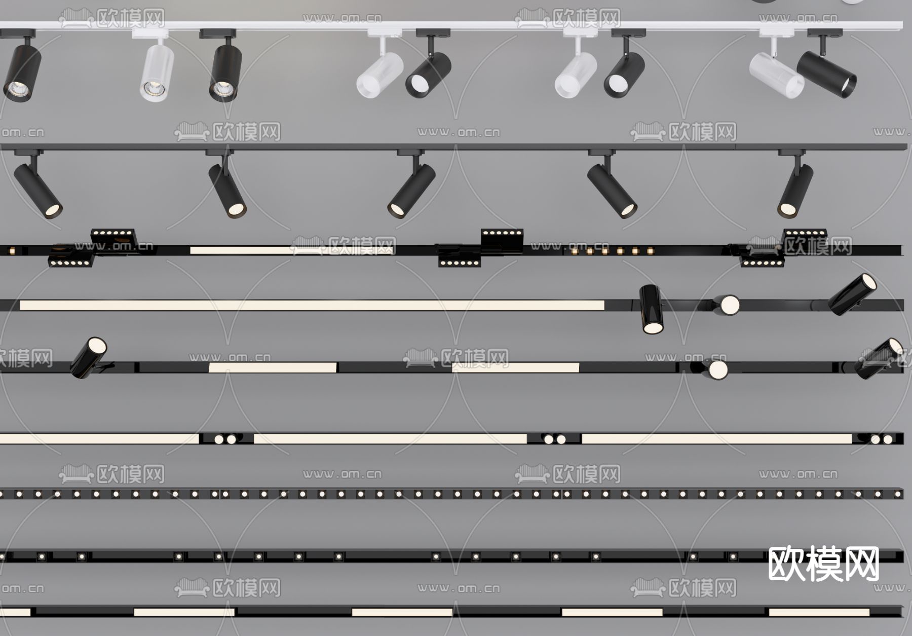 筒灯 射灯 磁吸轨道灯su模型下载（渲染图2）