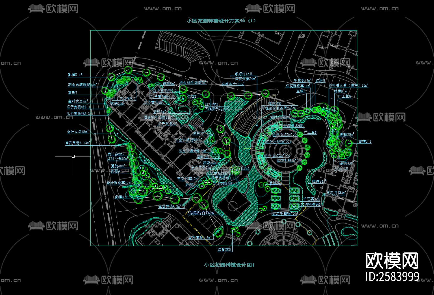 小区种植设计方案cad施工图下载（渲染图2）