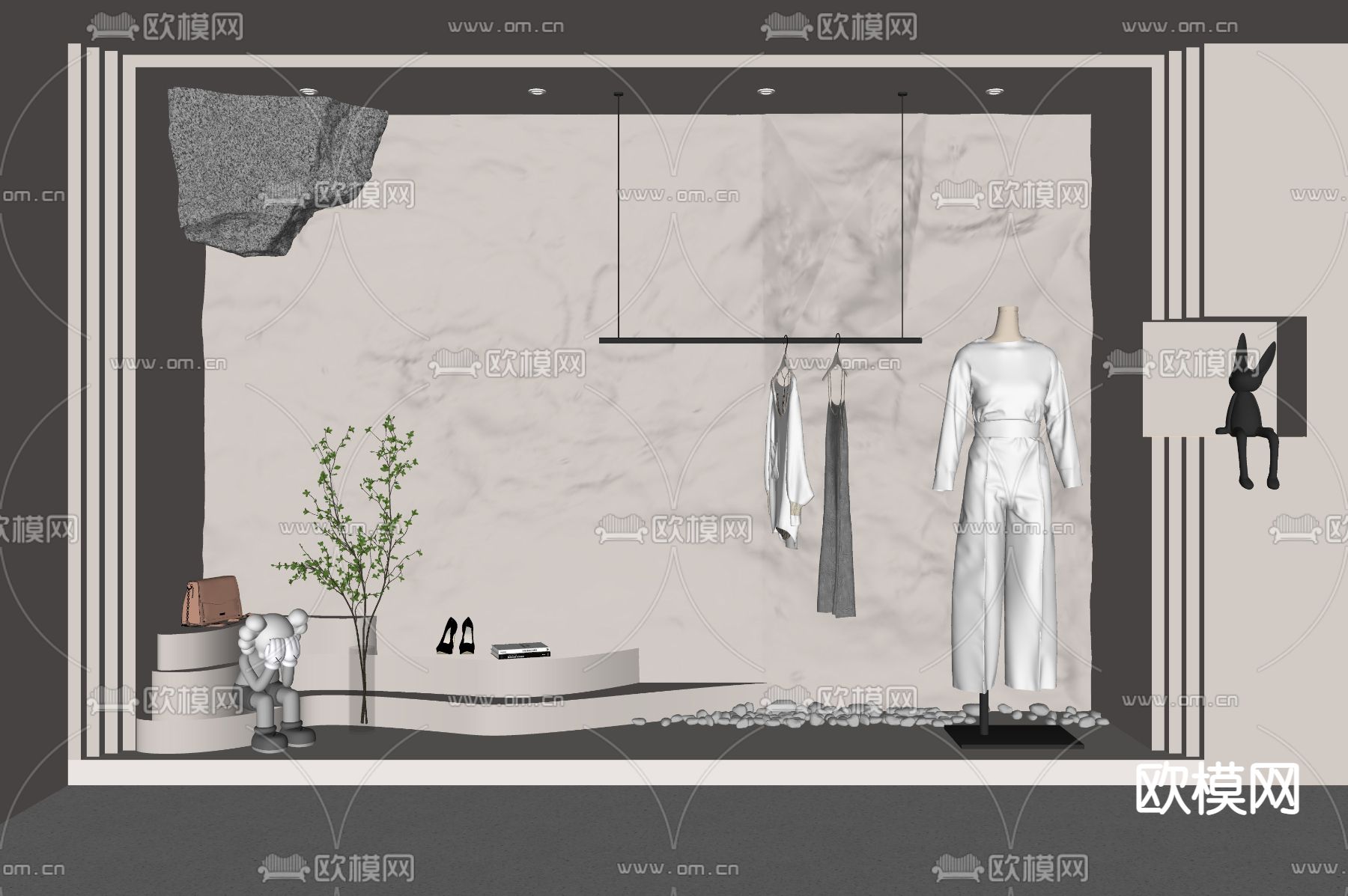 服装店橱窗su模型下载（渲染图2）