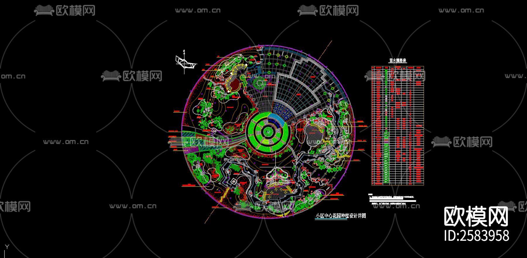 小区种植设计方案cad施工图下载（渲染图2）