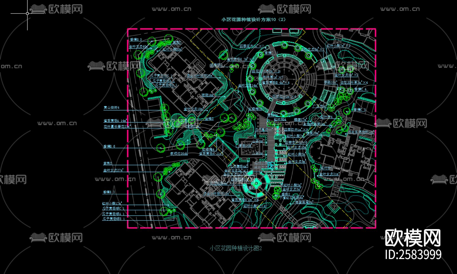 小区种植设计方案cad施工图下载（渲染图1）