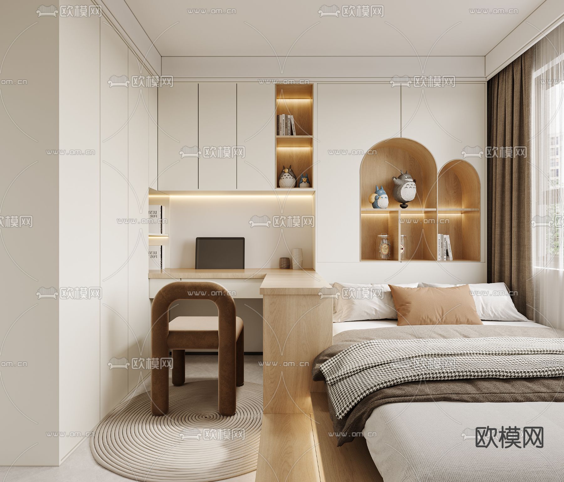 榻榻米卧室免费3d模型下载