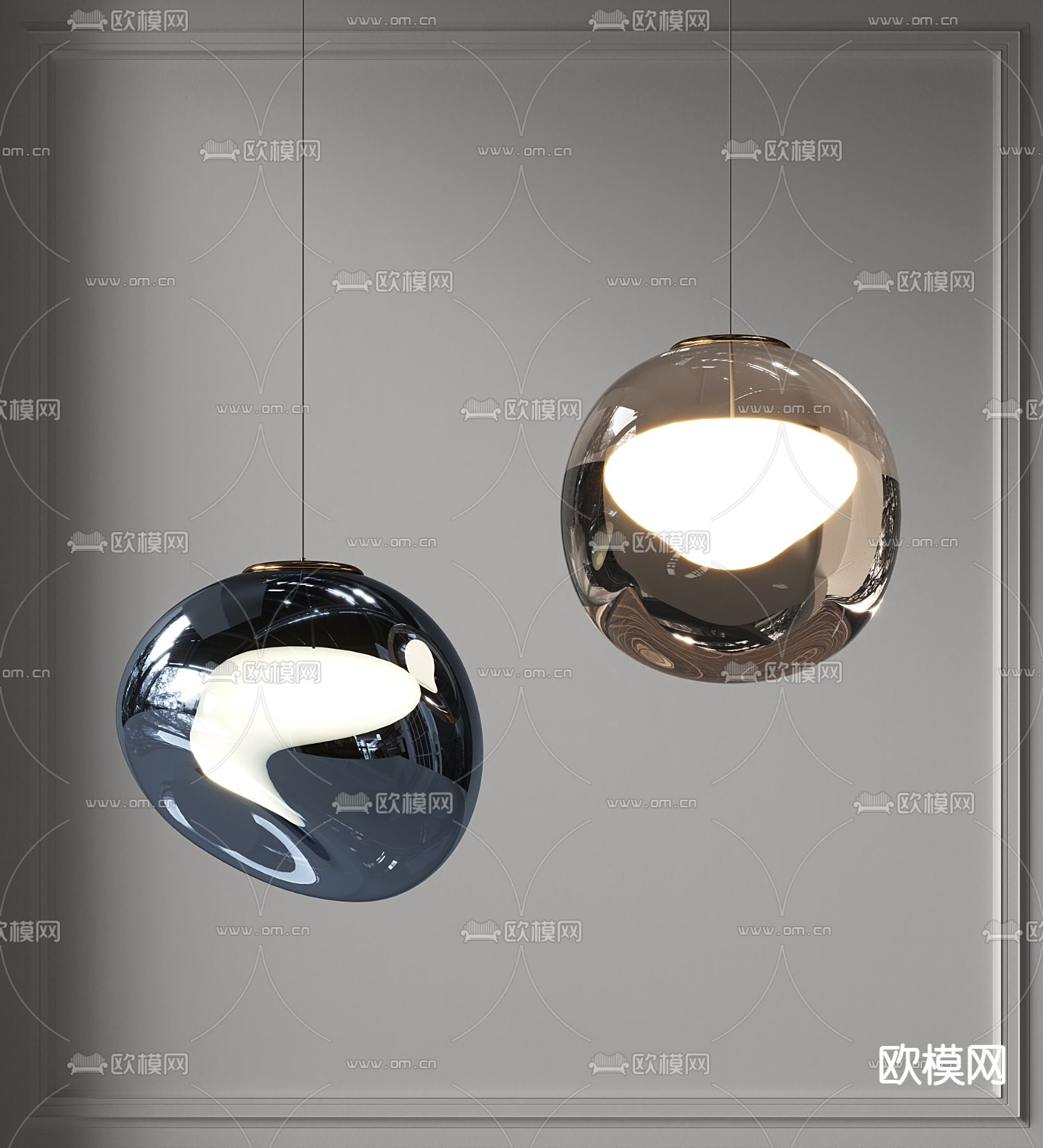 玻璃吊灯3d模型下载