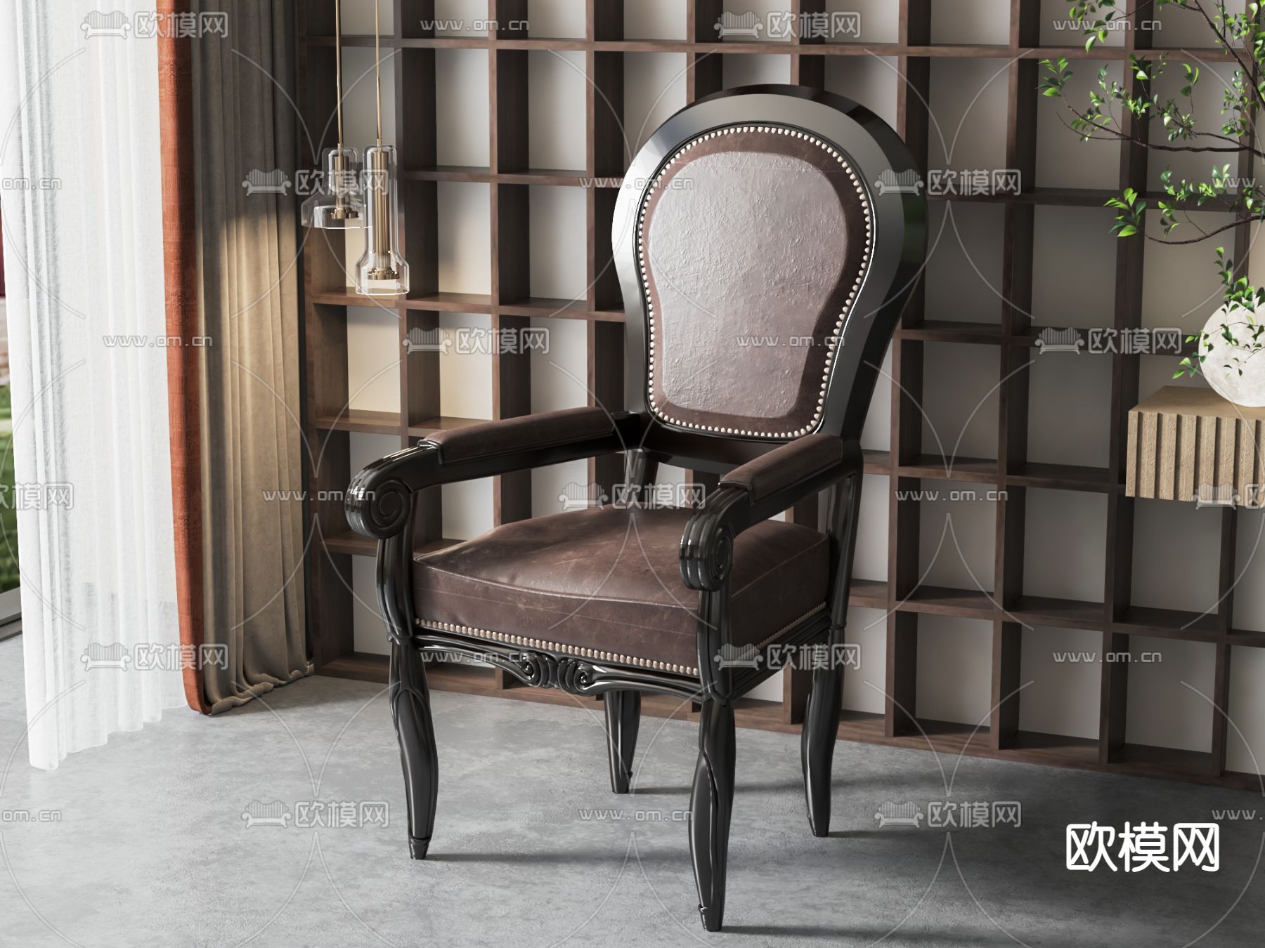 美式椅子 餐椅3d模型下载