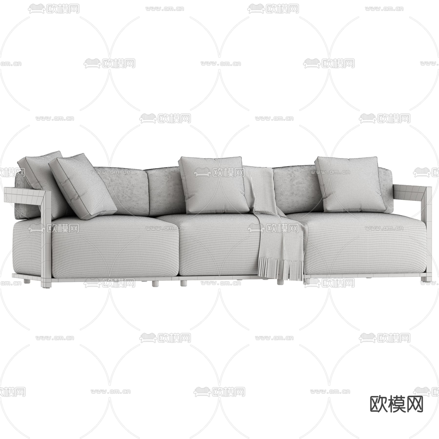 模块沙发 多人沙发 三人沙发3d模型下载（渲染图2）